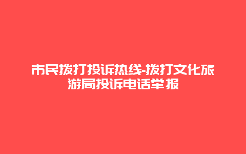 市民拨打投诉热线-拨打文化旅游局投诉电话举报