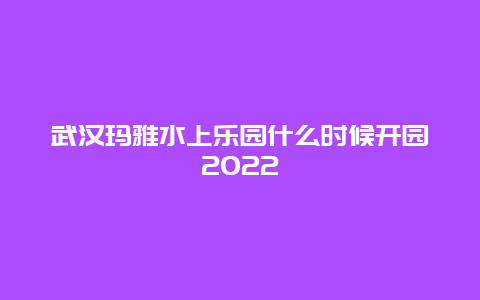 武汉玛雅水上乐园什么时候开园2022