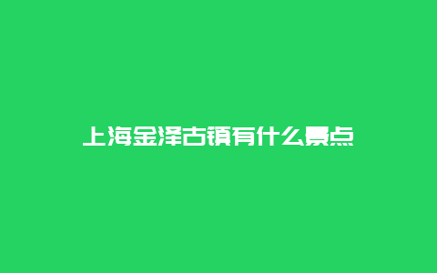 上海金泽古镇有什么景点