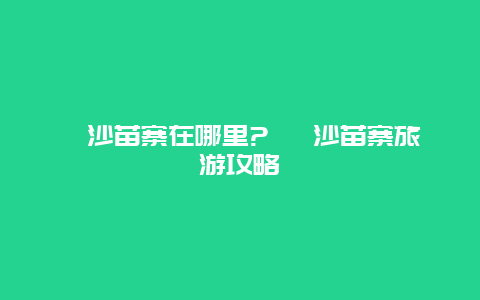 岜沙苗寨在哪里? 岜沙苗寨旅游攻略