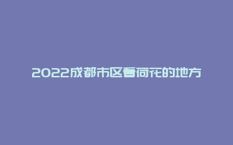 2022成都市区看荷花的地方