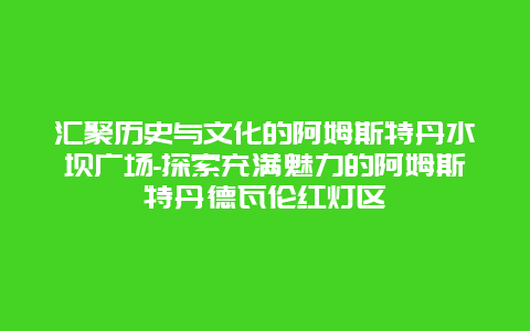 汇聚历史与文化的阿姆斯特丹水坝广场-探索充满魅力的阿姆斯特丹德瓦伦红灯区