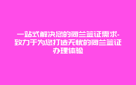 一站式解决您的荷兰签证需求-致力于为您打造无忧的荷兰签证办理体验