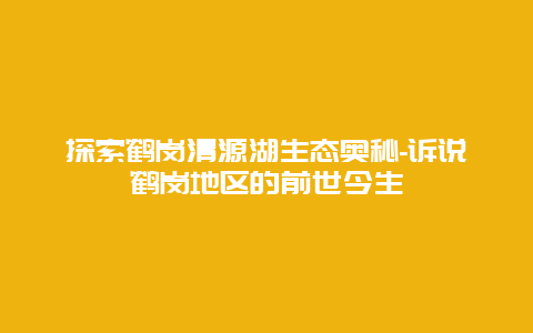 探索鹤岗清源湖生态奥秘-诉说鹤岗地区的前世今生