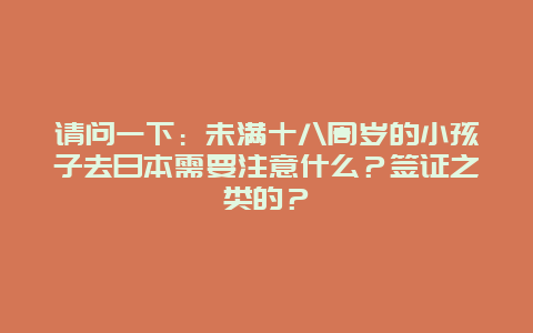 请问一下：未满十八周岁的小孩子去日本需要注意什么？签证之类的？