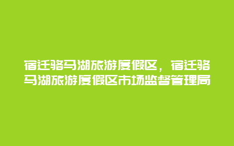 宿迁骆马湖旅游度假区，宿迁骆马湖旅游度假区市场监督管理局