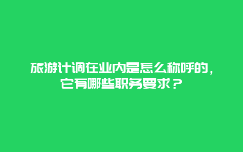 旅游计调在业内是怎么称呼的，它有哪些职务要求？