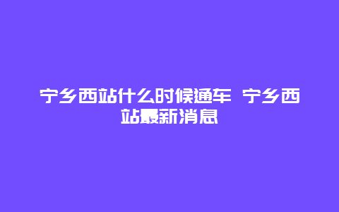 宁乡西站什么时候通车 宁乡西站最新消息