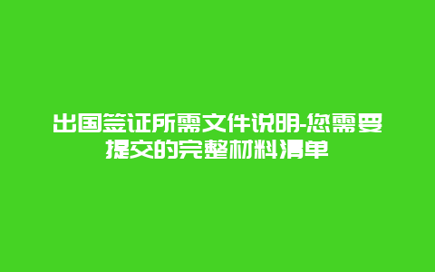 出国签证所需文件说明-您需要提交的完整材料清单