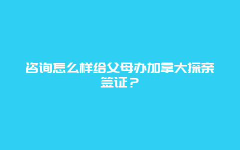 咨询怎么样给父母办加拿大探亲签证？