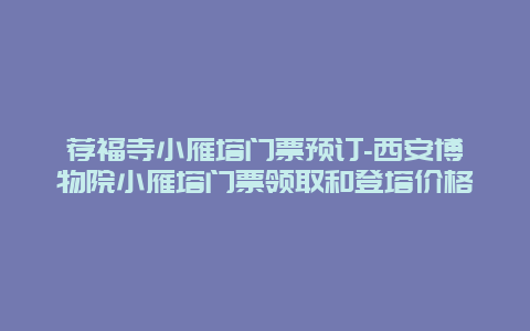 荐福寺小雁塔门票预订-西安博物院小雁塔门票领取和登塔价格