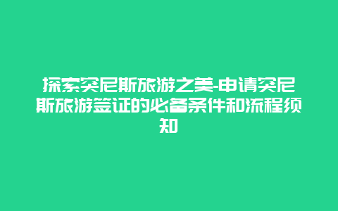 探索突尼斯旅游之美-申请突尼斯旅游签证的必备条件和流程须知