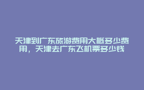 天津到广东旅游费用大概多少费用，天津去广东飞机票多少钱