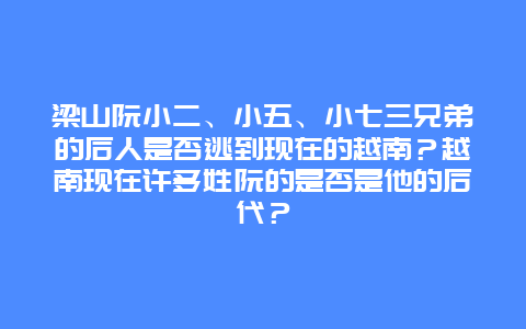 梁山阮小二、小五、小七三兄弟的后人是否逃到现在的越南？越南现在许多姓阮的是否是他的后代？