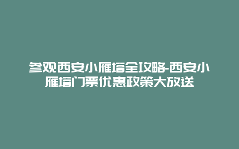 参观西安小雁塔全攻略-西安小雁塔门票优惠政策大放送