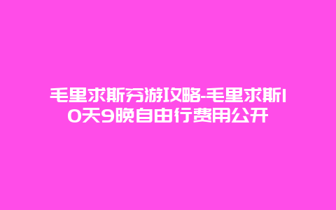 毛里求斯穷游攻略-毛里求斯10天9晚自由行费用公开