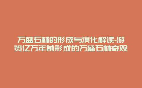 万盛石林的形成与演化解读-游览亿万年前形成的万盛石林奇观