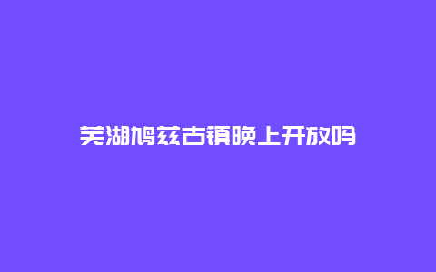 芜湖鸠兹古镇晚上开放吗