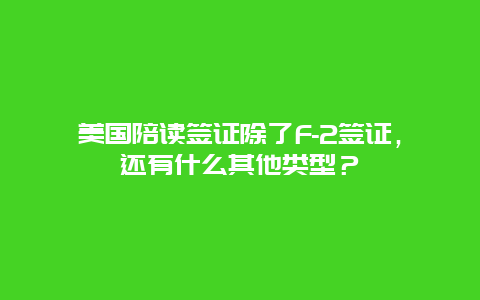 美国陪读签证除了F-2签证，还有什么其他类型？