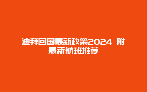 迪拜回国最新政策2024 附最新航班推荐