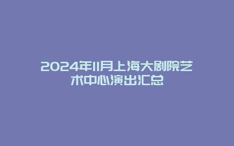 2024年11月上海大剧院艺术中心演出汇总