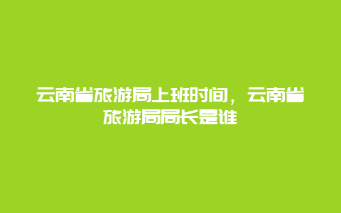 云南省旅游局上班时间，云南省旅游局局长是谁