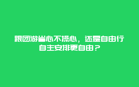 跟团游省心不操心，还是自由行自主安排更自由？