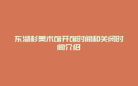 东湖杉美术馆开馆时间和关闭时间介绍