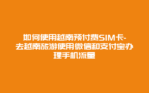 如何使用越南预付费SIM卡-去越南旅游使用微信和支付宝办理手机流量