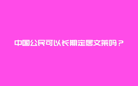 中国公民可以长期定居文莱吗？