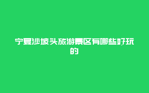 宁夏沙坡头旅游景区有哪些好玩的