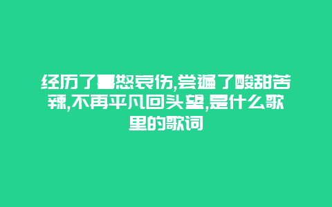 经历了喜怒哀伤,尝遍了酸甜苦辣,不再平凡回头望,是什么歌里的歌词