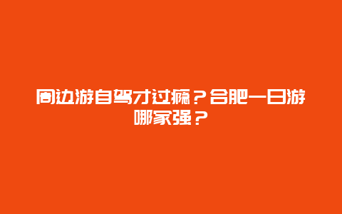 周边游自驾才过瘾？合肥一日游哪家强？