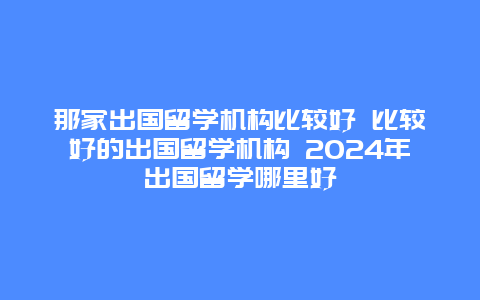 那家出国留学机构比较好 比较好的出国留学机构 2024年出国留学哪里好