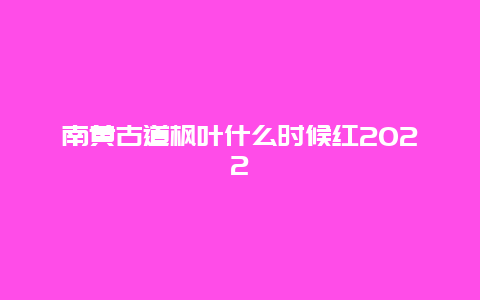 南黄古道枫叶什么时候红2022