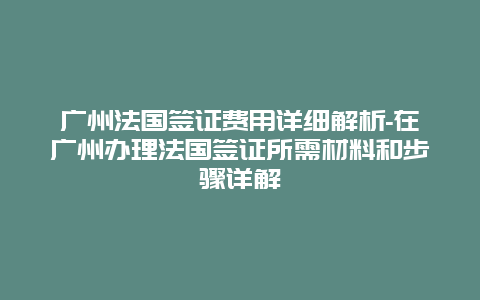 广州法国签证费用详细解析-在广州办理法国签证所需材料和步骤详解