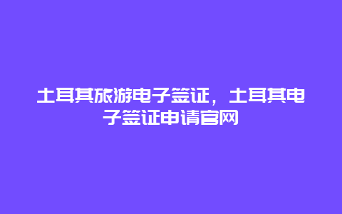 土耳其旅游电子签证，土耳其电子签证申请官网