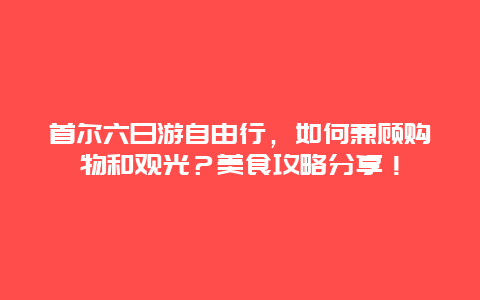 首尔六日游自由行，如何兼顾购物和观光？美食攻略分享！