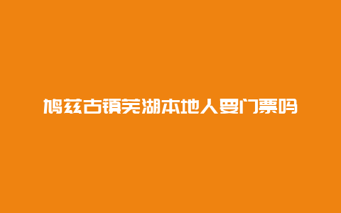 鸠兹古镇芜湖本地人要门票吗