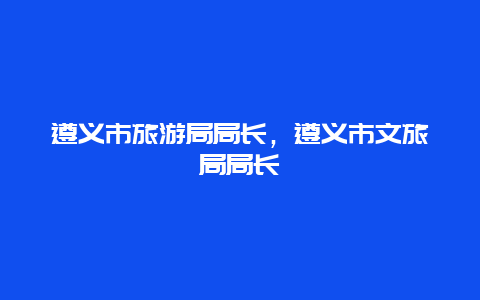 遵义市旅游局局长，遵义市文旅局局长