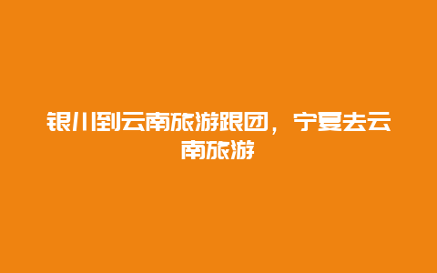 银川到云南旅游跟团，宁夏去云南旅游