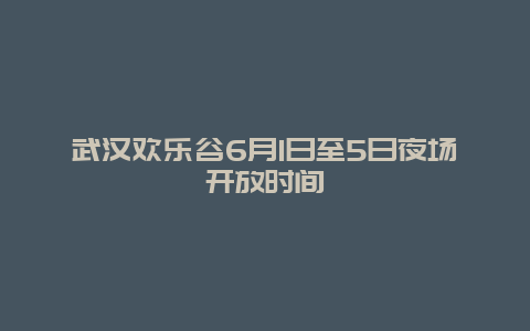 武汉欢乐谷6月1日至5日夜场开放时间