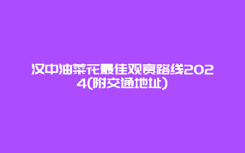 汉中油菜花最佳观赏路线2024(附交通地址)