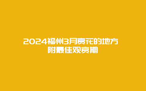 2024福州3月赏花的地方 附最佳观赏期