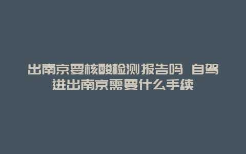 出南京要核酸检测报告吗 自驾进出南京需要什么手续