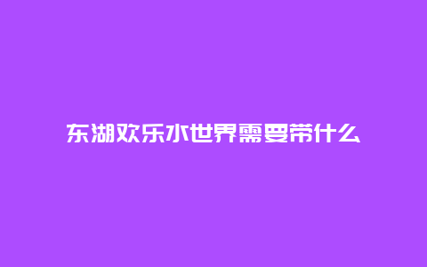 东湖欢乐水世界需要带什么