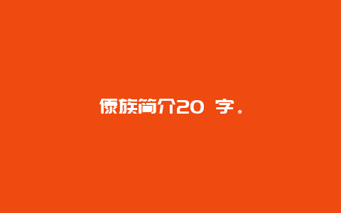 傣族简介20 字。