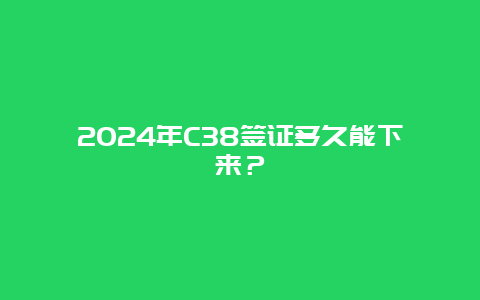 2024年C38签证多久能下来？