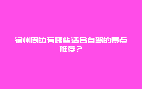 宿州周边有哪些适合自驾的景点推荐？