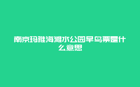 南京玛雅海滩水公园早鸟票是什么意思